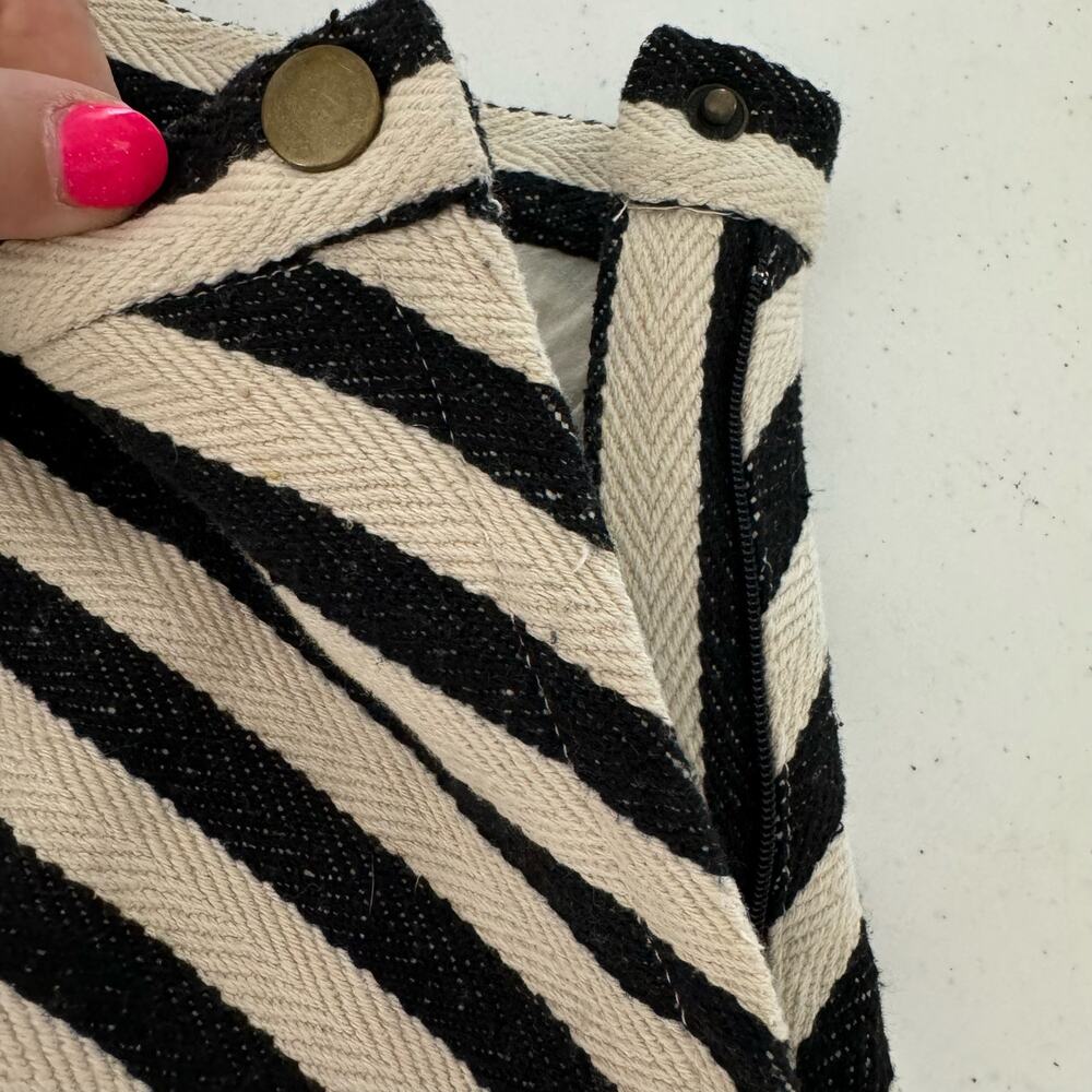 Greylin Anthropologie Womens Mini Skater Skirt Size 0 Black Twill Stripe Retro - Picture 10 of 14